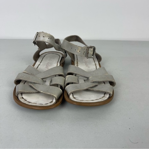 Salt Water Original Sandals Silver Leather Little Kids Size 11 Strappy - Picture 2 of 7